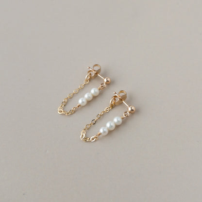 Gigi Front Back Earrings | Freshwater Pearl Chain Earrings