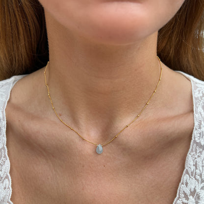 Aquamarine Orbit Necklace — March Birthstone