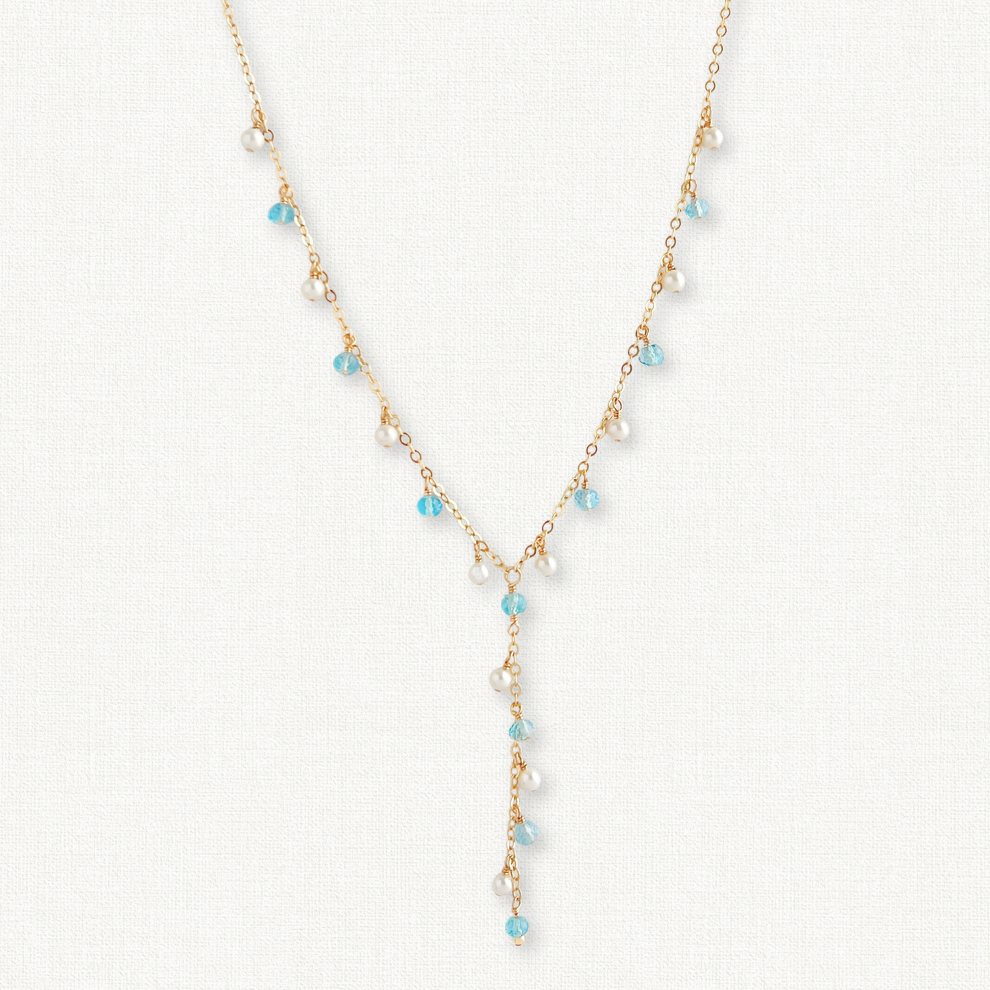 Gigi Blue Topaz and Pearl Dangle Necklace