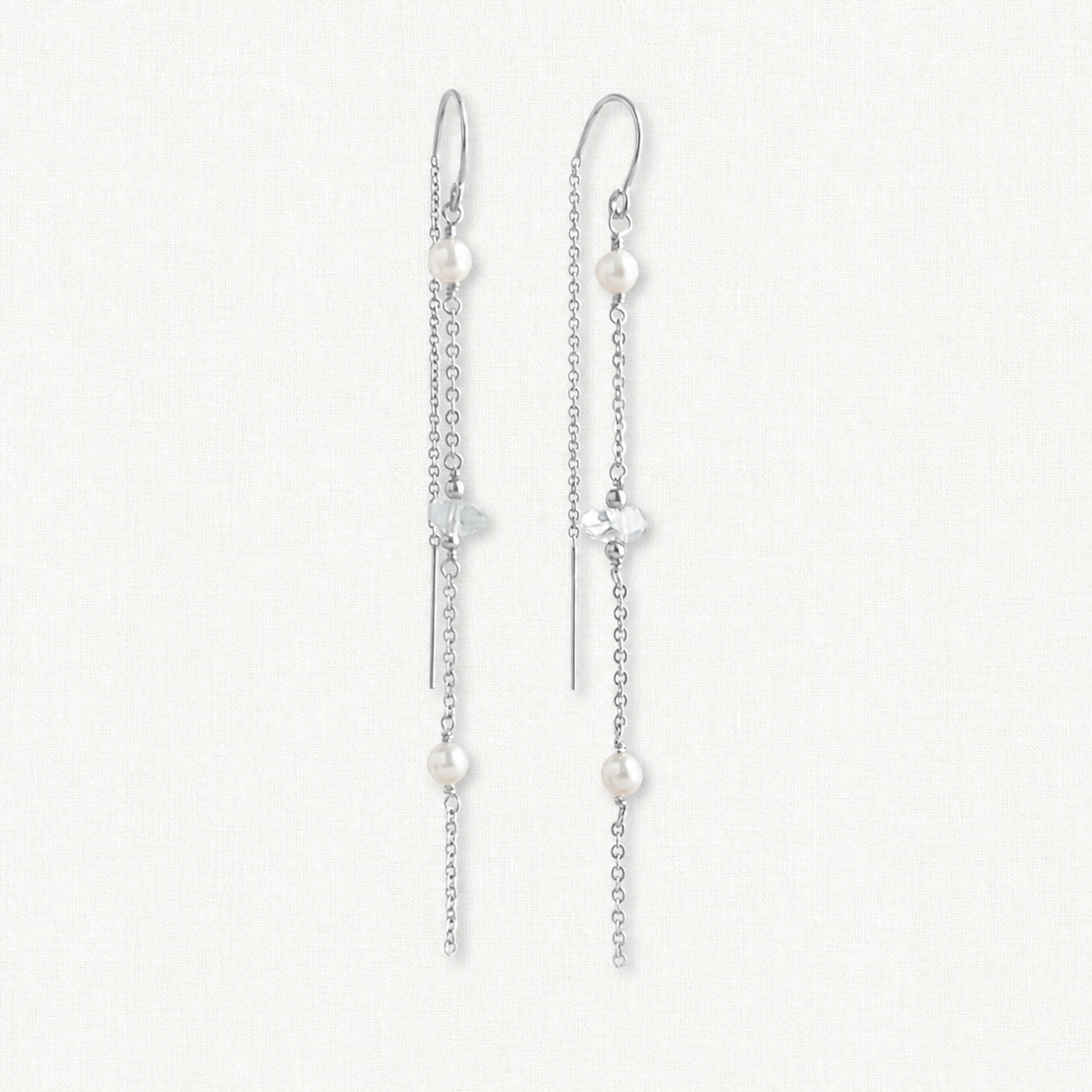 Gigi Crystal and Pearl Threader Earrings