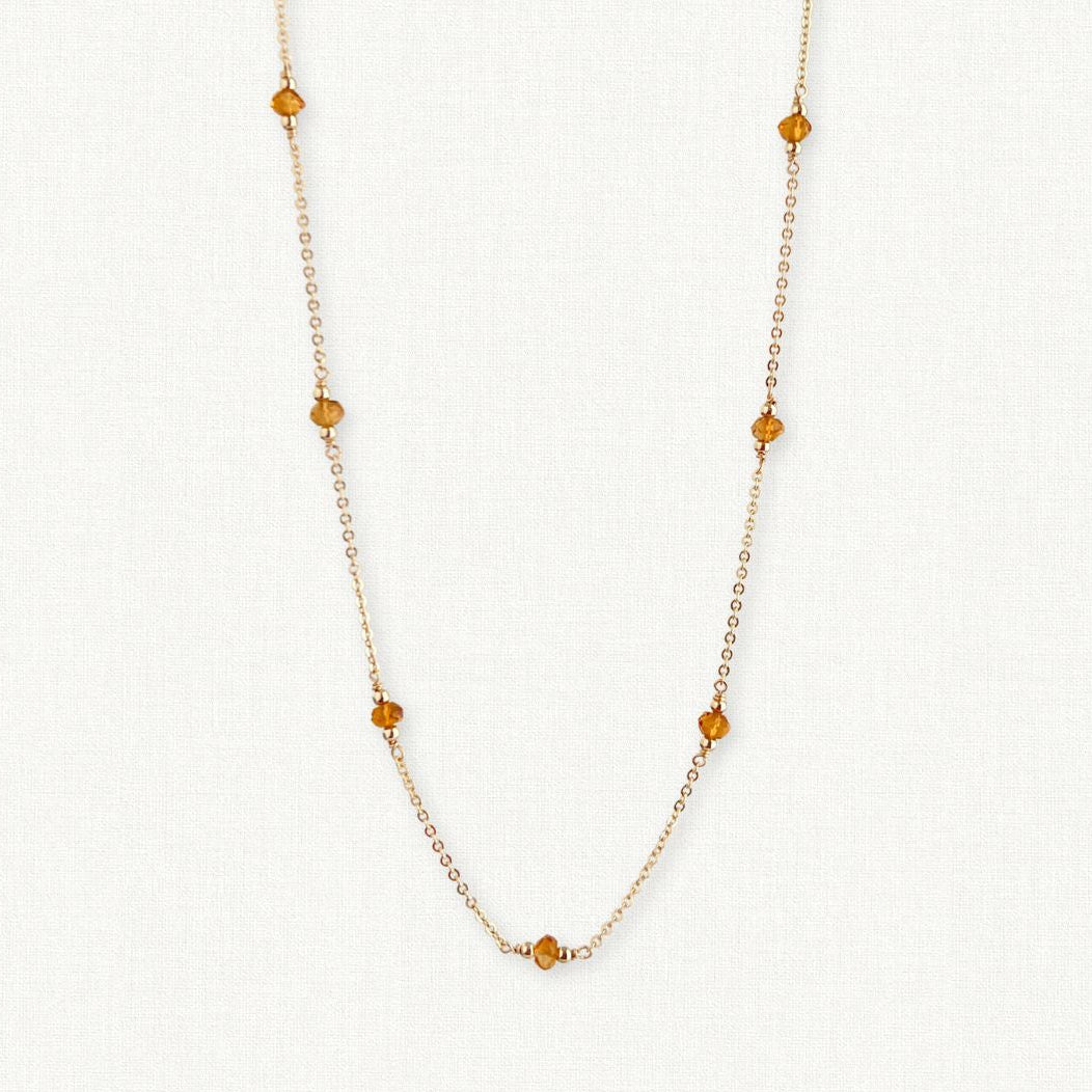 Citrine Station Necklace | November Birthstone