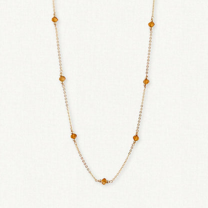 Citrine Station Necklace | November Birthstone