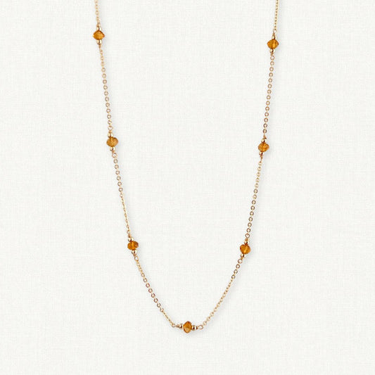 Citrine Station Necklace | November Birthstone