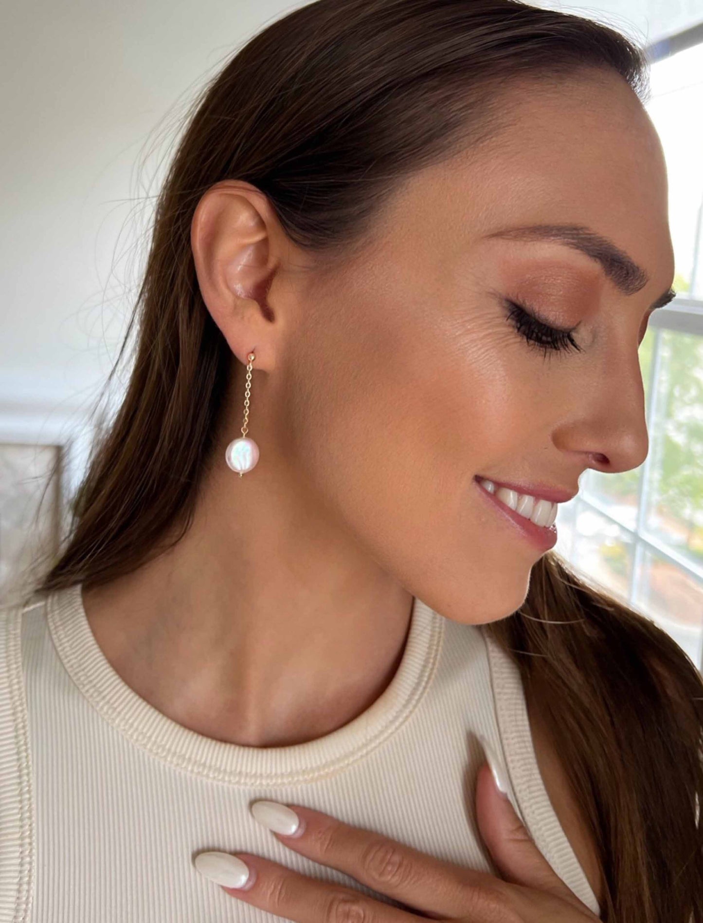 Coin Pearl Dangle Earrings