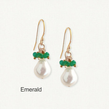 Baroque Pearl Gemstone Drop Earrings