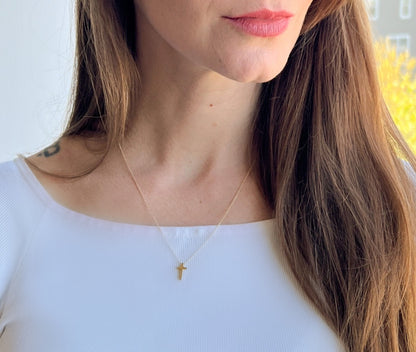 Tiny Gold Cross Necklace
