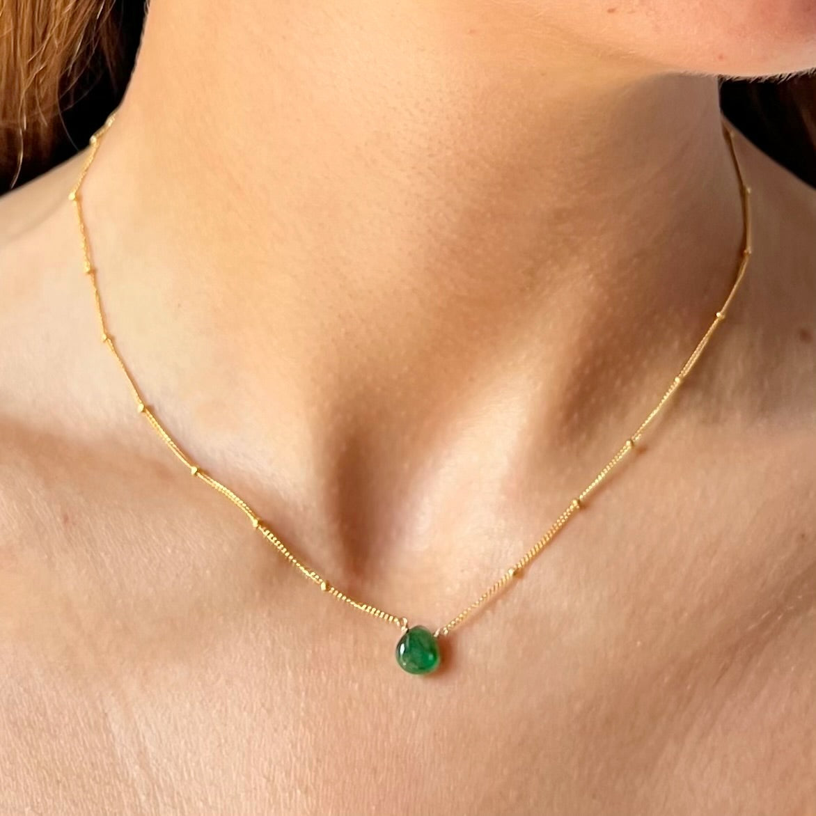 Emerald Orbit Necklace - May Birthstone