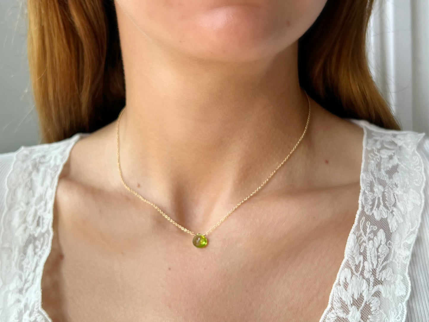 Dainty Peridot Necklace | August Birthstone
