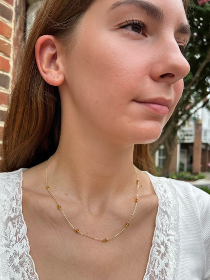 Citrine Station Necklace | November Birthstone