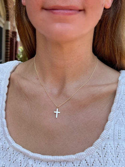 Clara Necklace | Gold Filled Cross Necklace with Optional Charm
