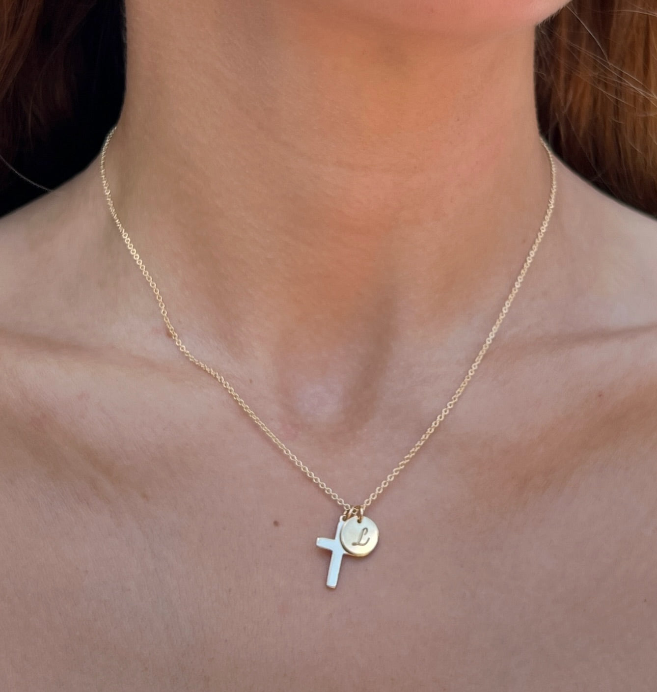 Clara Necklace | Gold Filled Cross Necklace with Optional Charm