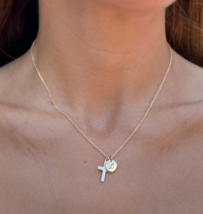 Clara Necklace | Gold Filled Cross Necklace with Optional Charm