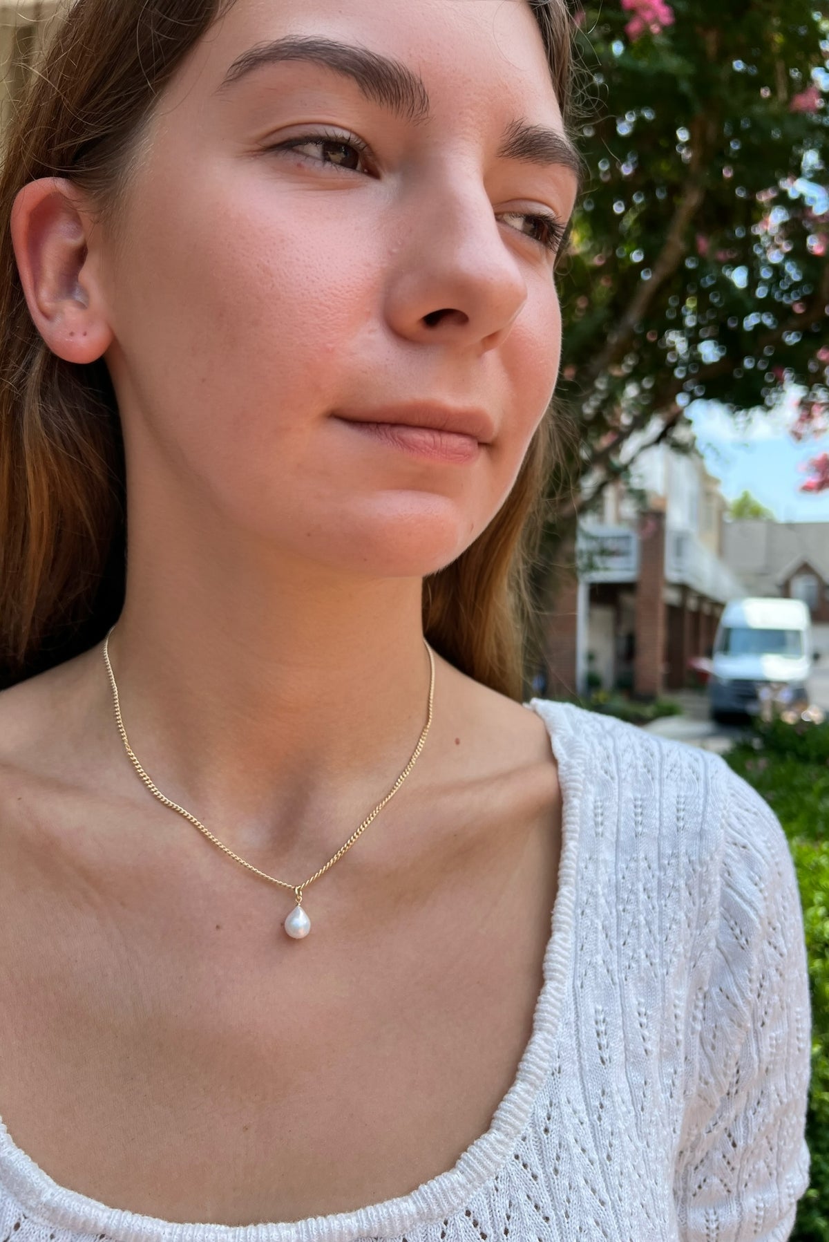 Vivara Single Pearl Necklace Gold or Silver