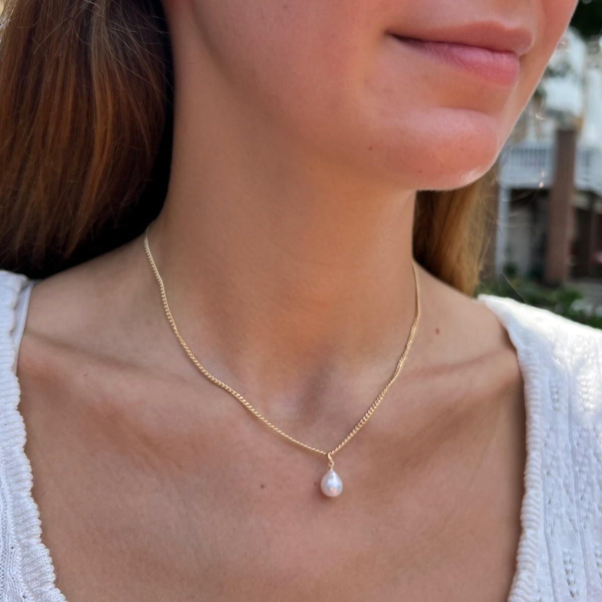 Vivara Single Pearl Necklace Gold or Silver