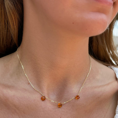 Triple Citrine Necklace | November Birthstone