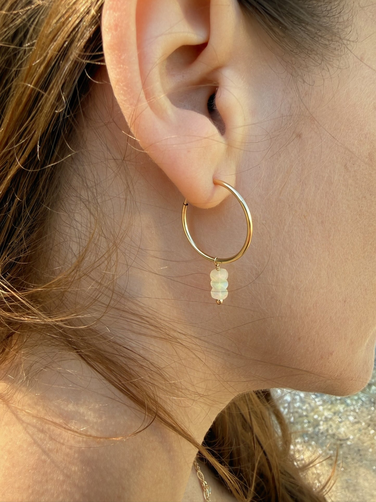 Opal Hoop Earrings