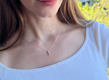 Rose Gold Tiny Cross Necklace for Women