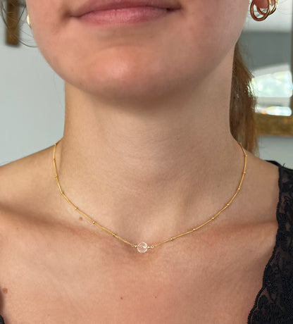 Crystal Orbit Necklace — April Birthstone