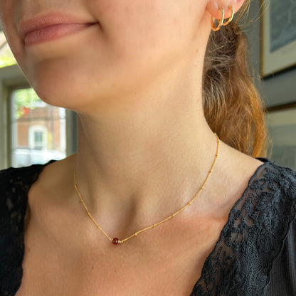 Garnet Orbit Necklace - January Birthstone