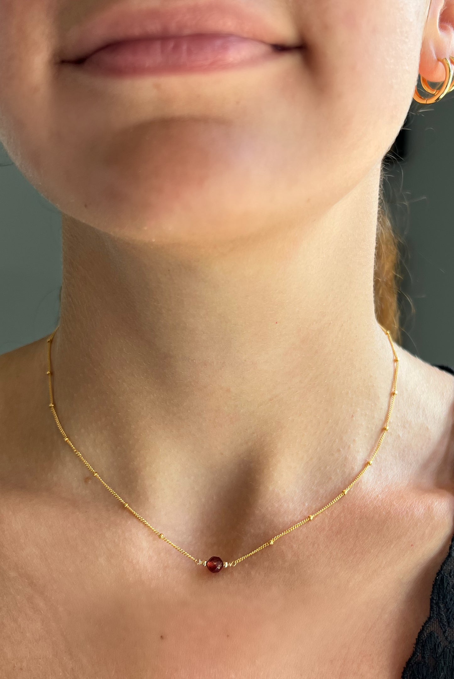 Garnet Orbit Necklace - January Birthstone