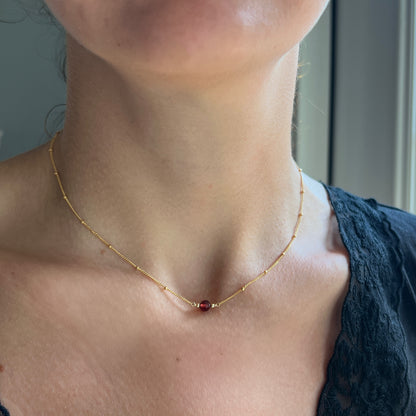 Garnet Orbit Necklace - January Birthstone