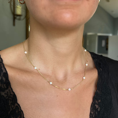 White Opal Station Necklace