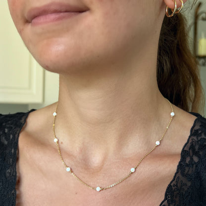 White Opal Station Necklace