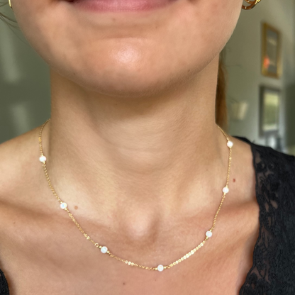 White Opal Station Necklace