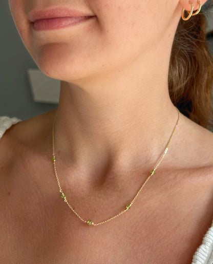 Peridot Station Necklace - August Birthstone Necklace