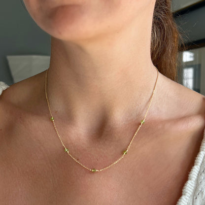 Peridot Station Necklace - August Birthstone Necklace