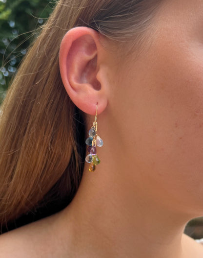 Multi-Gemstone Cascade Earrings