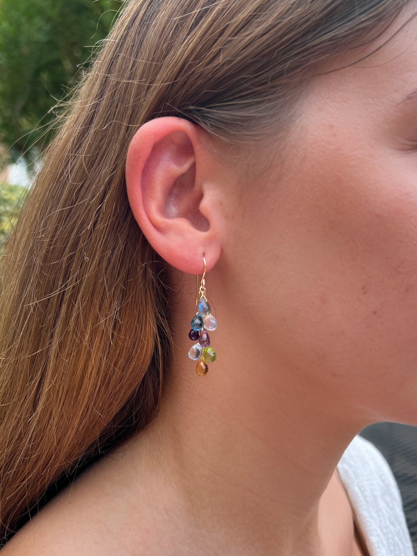 Multi-Gemstone Cascade Earrings