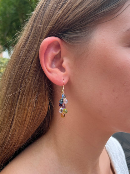 Multi-Gemstone Cascade Earrings