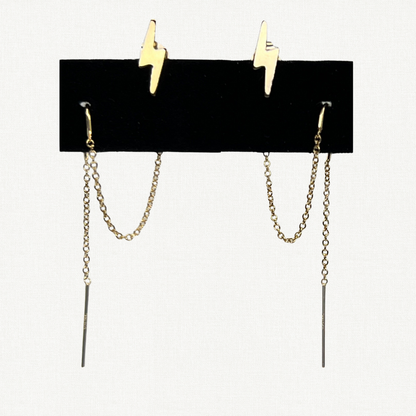 Lightning Bolt Double Piercing Earrings