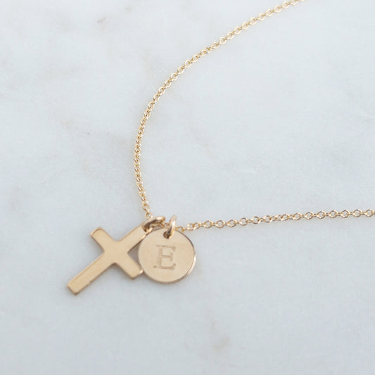 Clara Necklace | Gold Filled Cross Necklace with Optional Charm