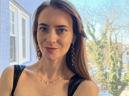 Rosa Long Pearl Dangle Front Back Earrings | Freshwater Pearl Earrings