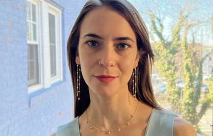 Rosa Long Pearl Dangle Front Back Earrings | Freshwater Pearl Earrings