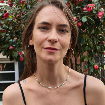 Freshwater Pearl and Emerald Choker Necklace