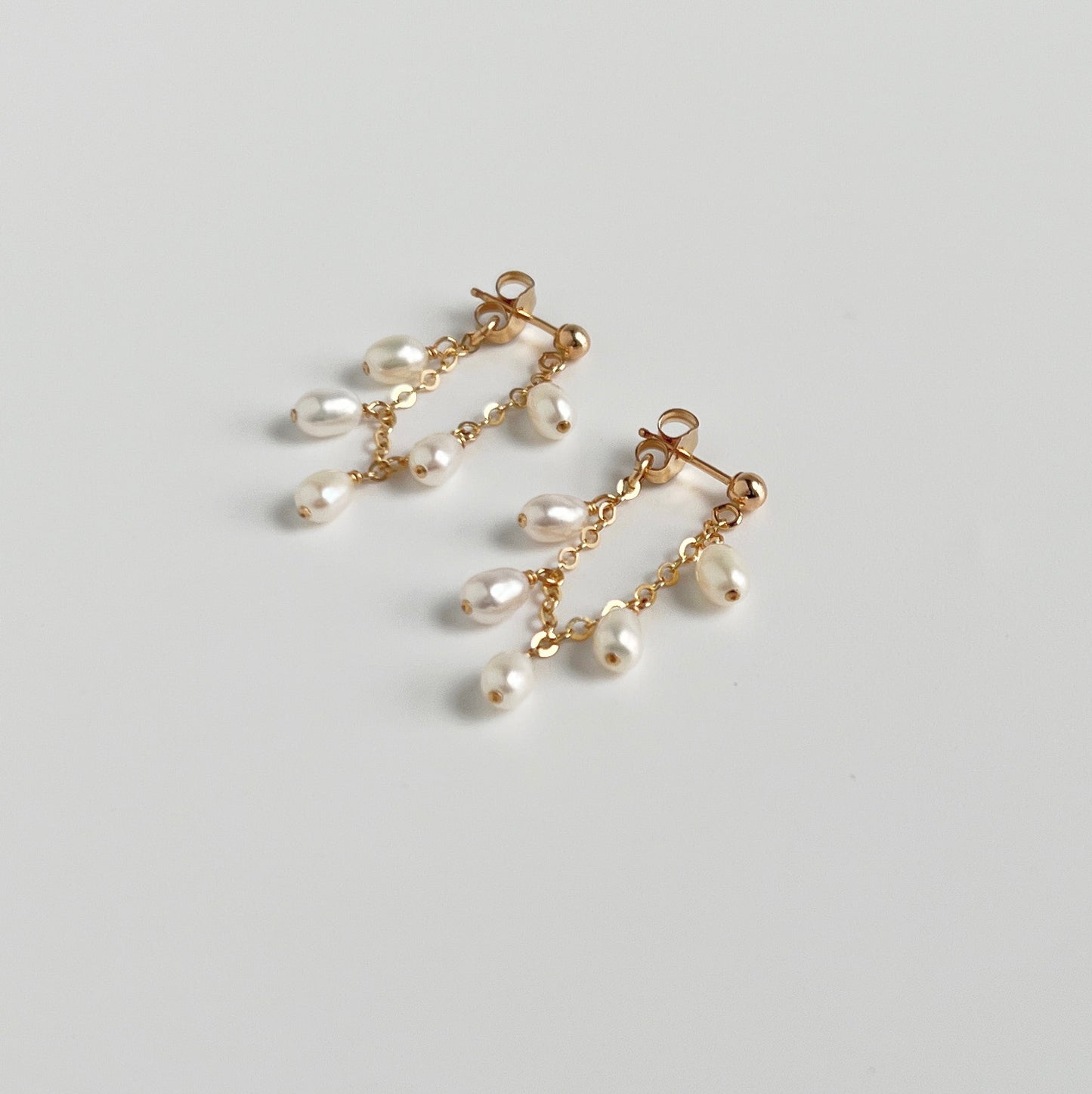 Rosa Tiny White Pearl Front Back Earrings