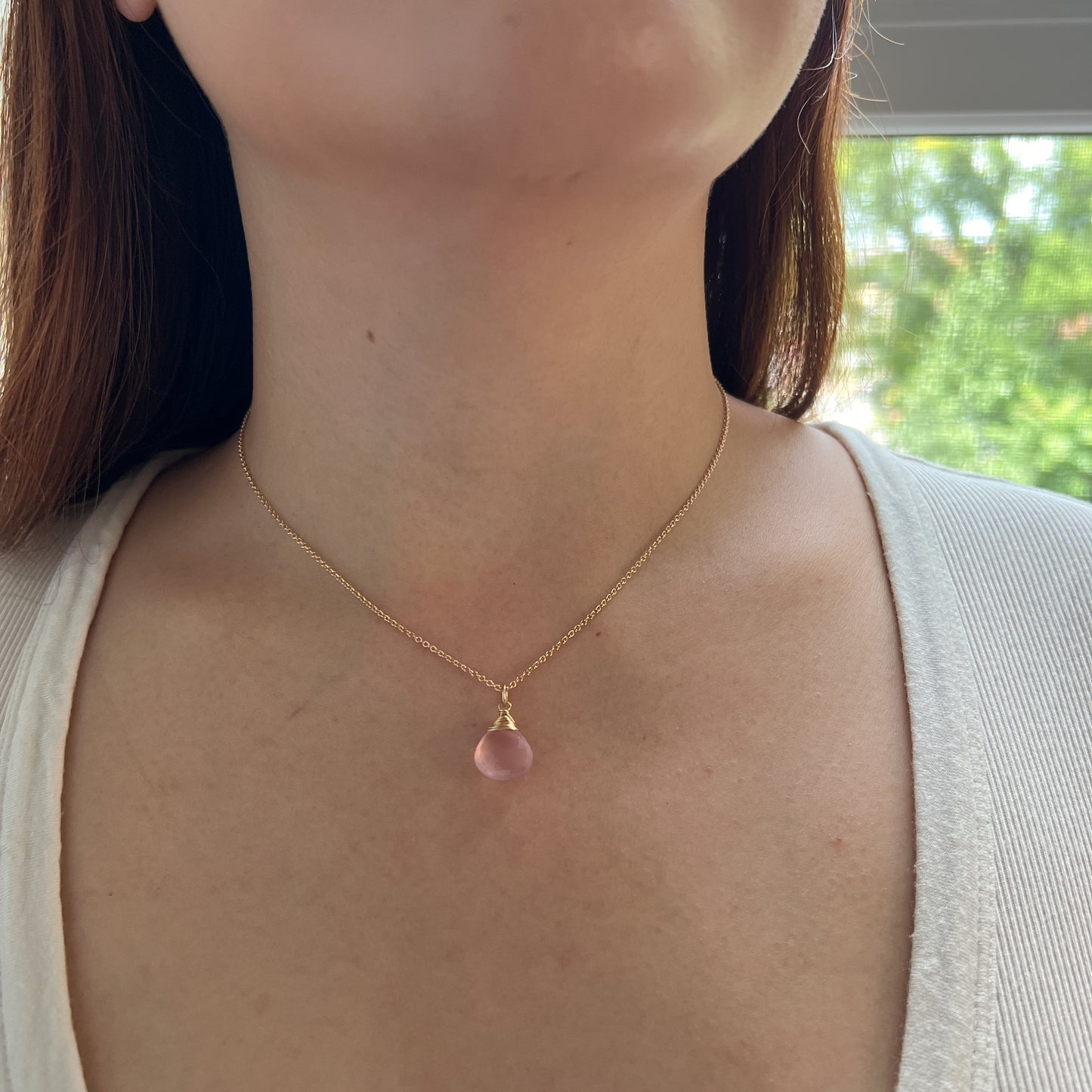 Wire Wrapped Rose Quartz Necklace
