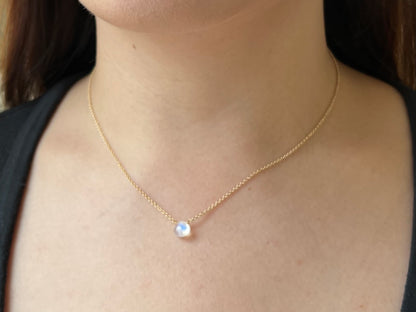 Tiny Rainbow Moonstone Necklace