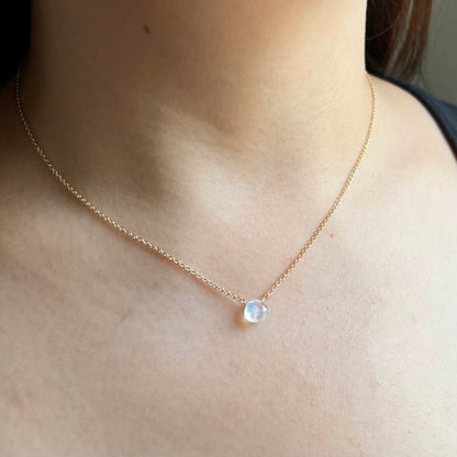 Tiny Rainbow Moonstone Necklace