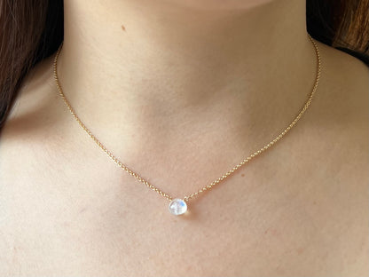 Tiny Rainbow Moonstone Necklace