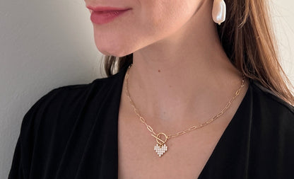 Heart Charm Paperclip Chain Necklace