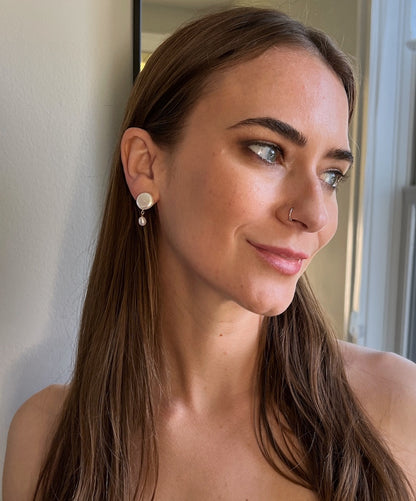 Coin Pearl Dangle Earrings