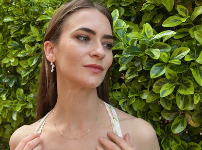 Emerald and Pearl Station Necklace
