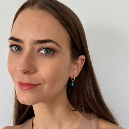 Sleeping Beauty Turquoise Huggie Hoops