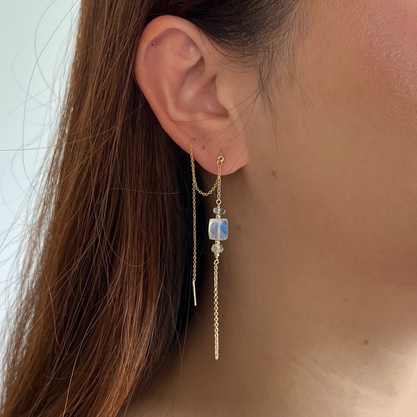 Moonstone Threader Earring