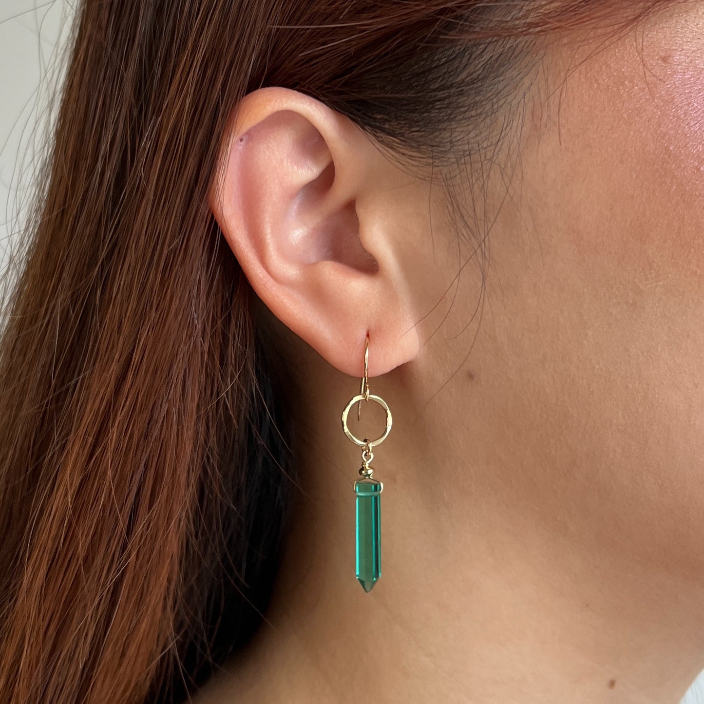 Green Crystal Point Earrings