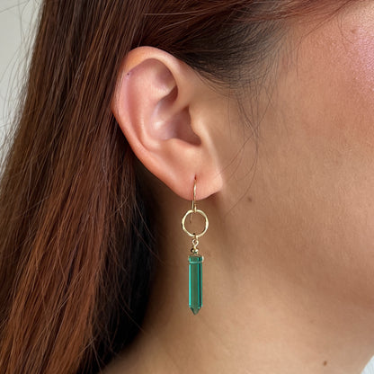 Green Crystal Point Earrings